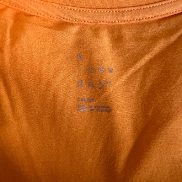 A New Day Women's Orange U-Neck Slim Fit Wide Strap Tank Top - Size Large - NWT - Picture 2 of 7